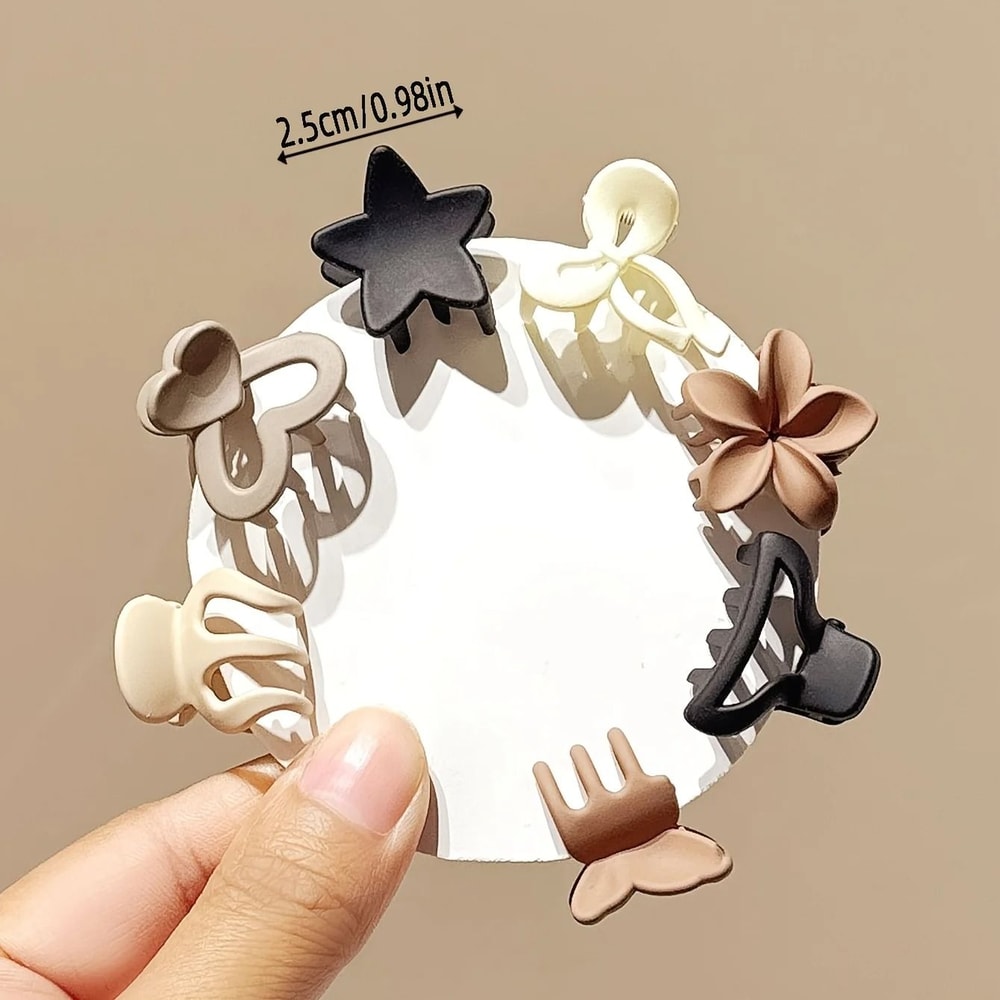 Beige Mixed Pack Small Hair Clips Cute Girl Accessories 4