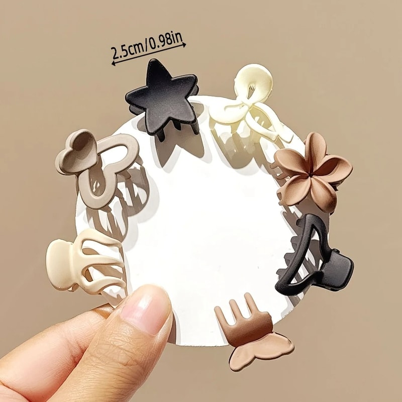 Beige Mixed Pack Small Hair Clips Cute Girl Accessories 4
