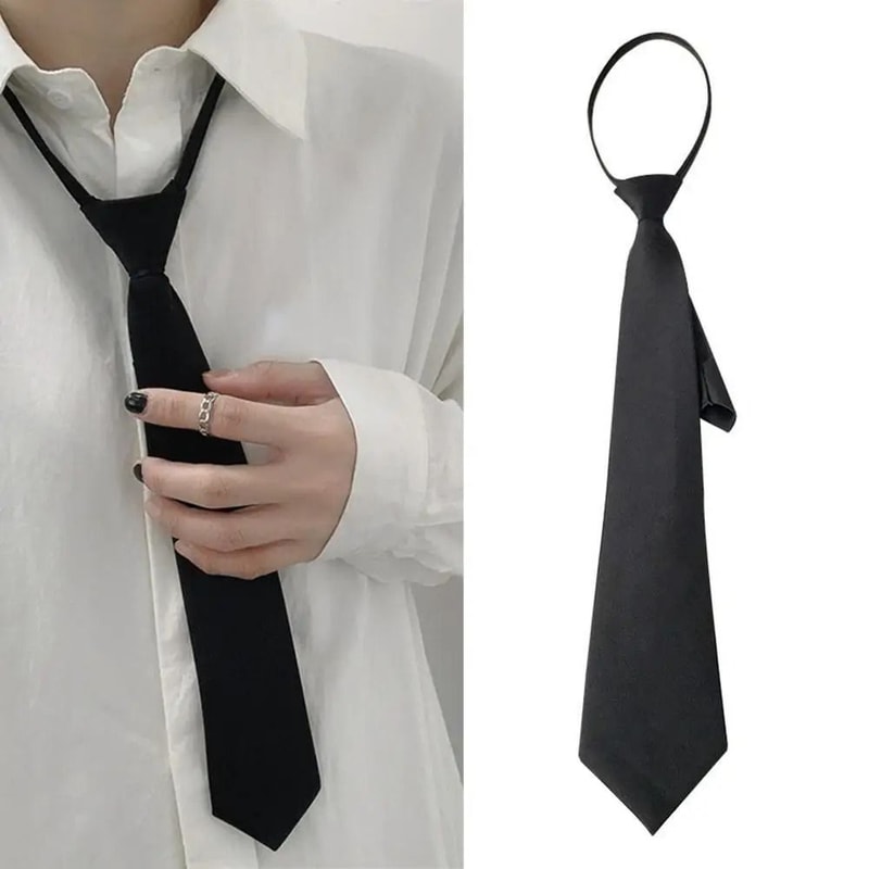 Unisex Silk Narrow Neck Tie Retro Korean Style For Men And Women 0