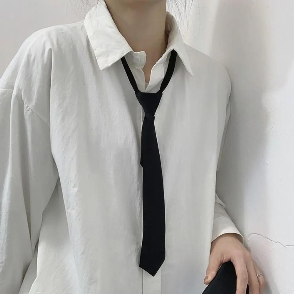 Unisex Silk Narrow Neck Tie Retro Korean Style For Men And Women 1