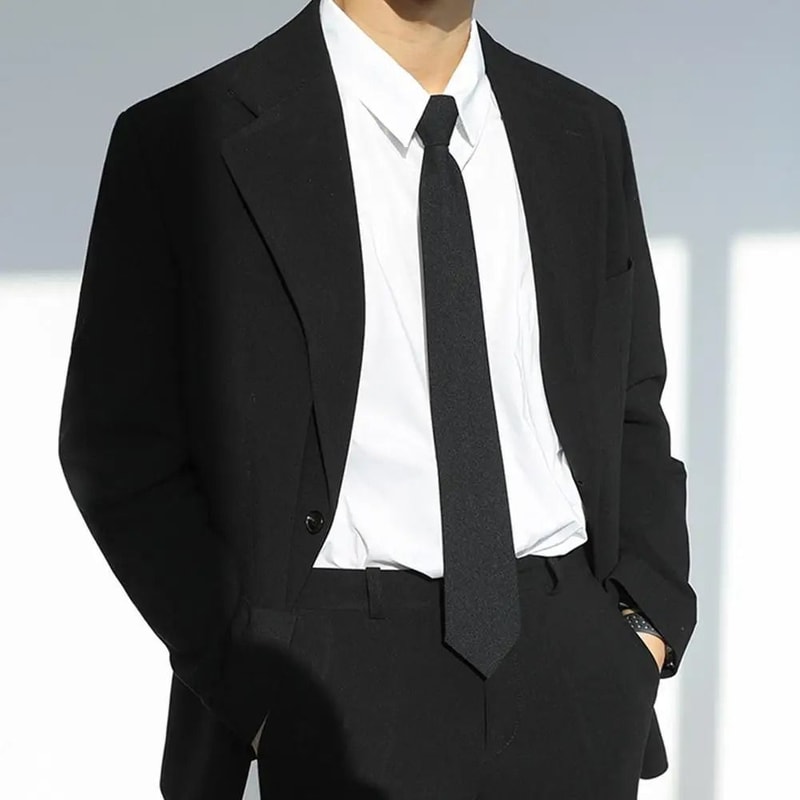 Unisex Silk Narrow Neck Tie Retro Korean Style For Men And Women 2