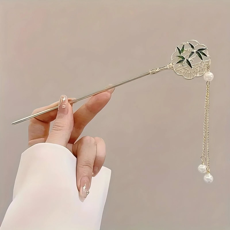 Elegant Chinese Style Tassel Hair Stick Traditional Floral Hairpin For Women 11
