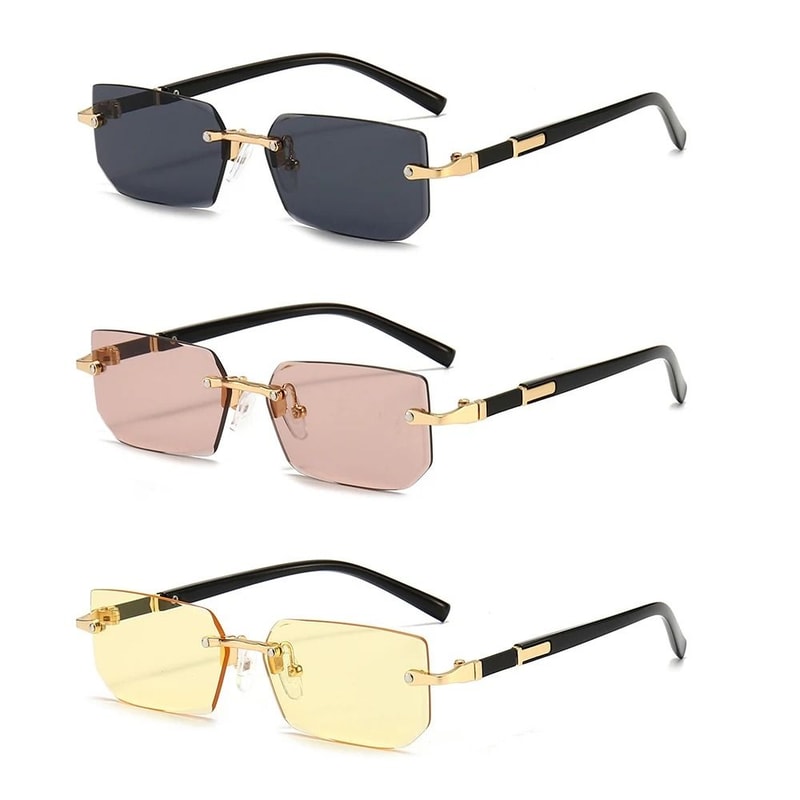 Rimless Rectangle Sunglasses For Women And Men Small Square Fashion Shades 13