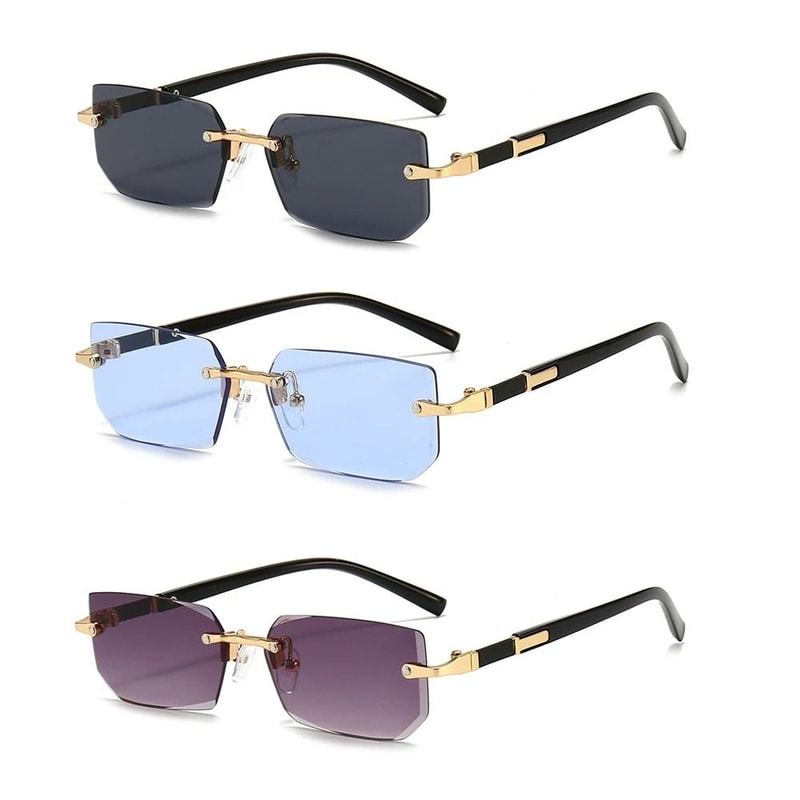 Rimless Rectangle Sunglasses For Women And Men Small Square Fashion Shades 16