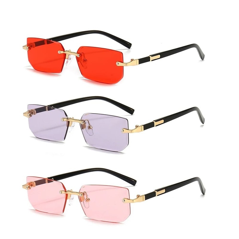 Rimless Rectangle Sunglasses For Women And Men Small Square Fashion Shades 20