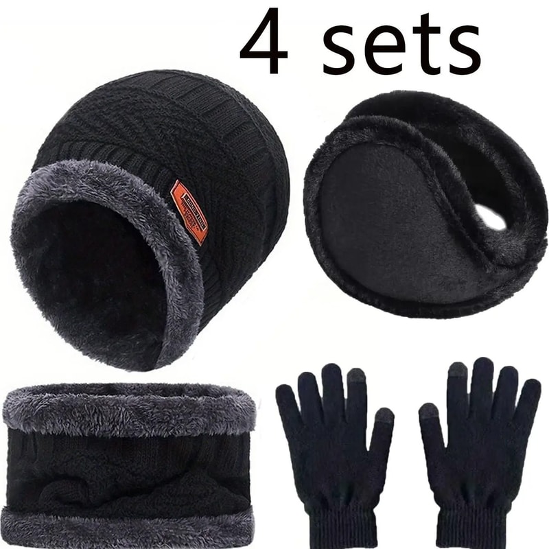 Winter Warm Velvet Hat Scarf And Gloves Set For Men And Women 0