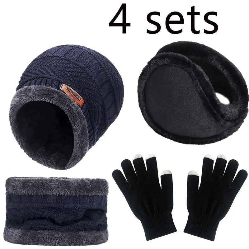 Winter Warm Velvet Hat Scarf And Gloves Set For Men And Women 10