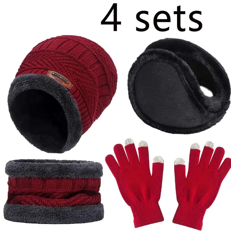Winter Warm Velvet Hat Scarf And Gloves Set For Men And Women 1