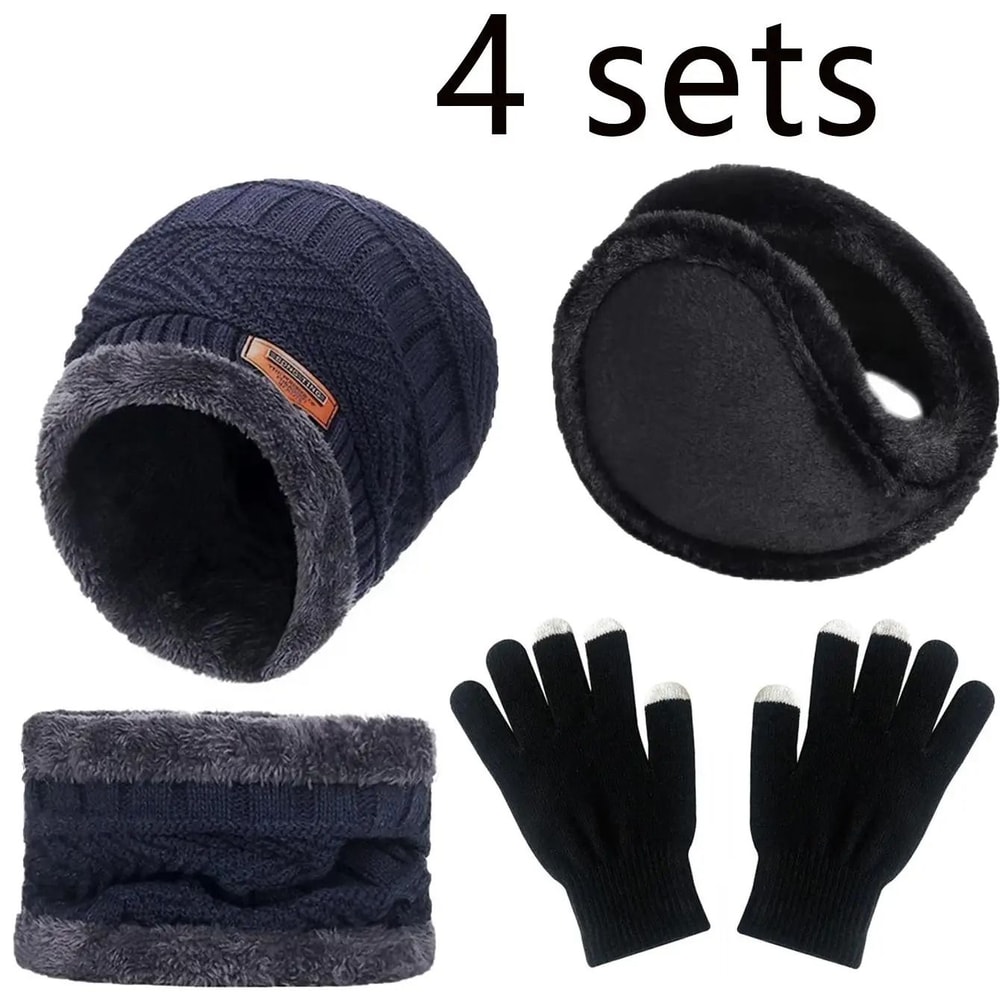 Winter Warm Velvet Hat Scarf And Gloves Set For Men And Women 4