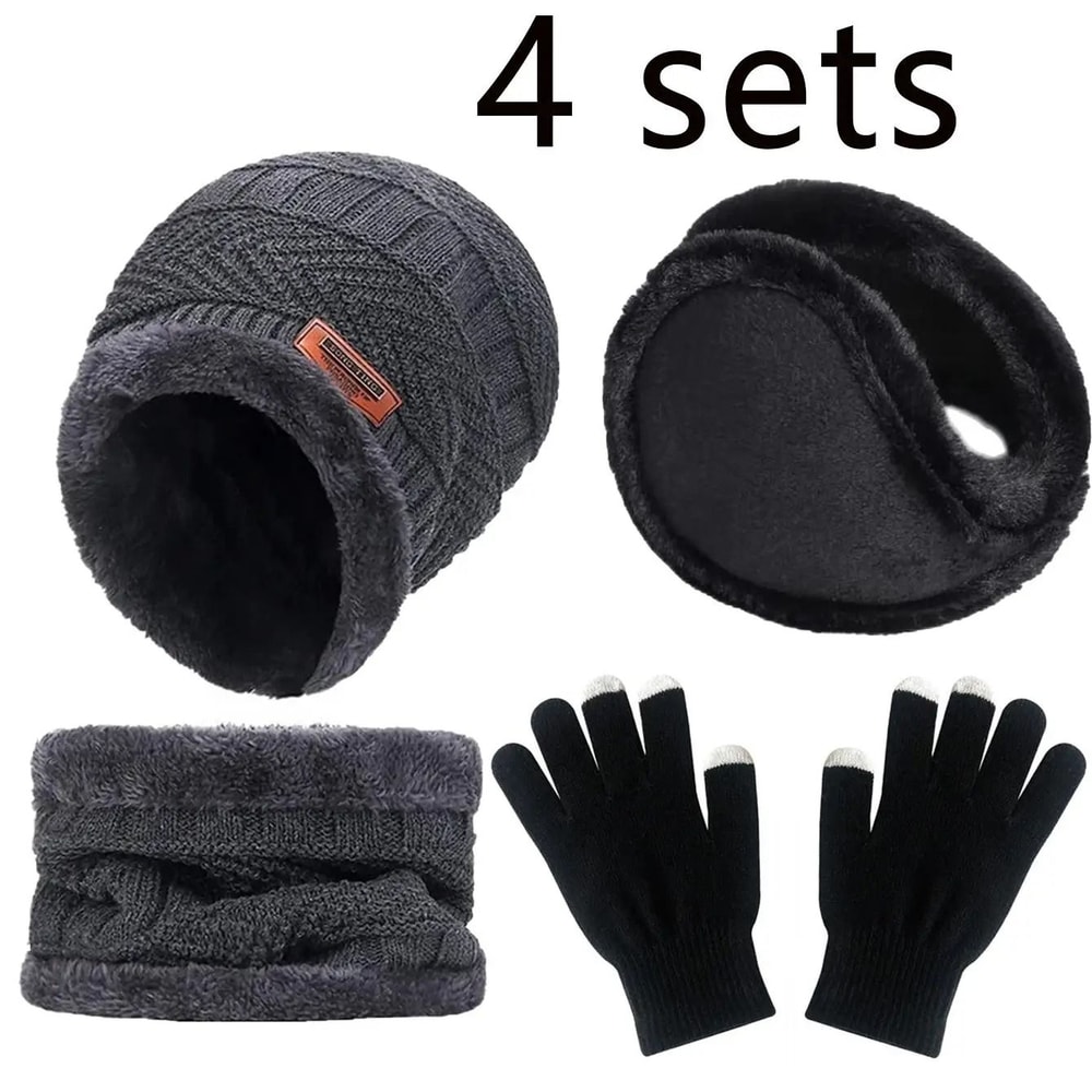 Winter Warm Velvet Hat Scarf And Gloves Set For Men And Women 6