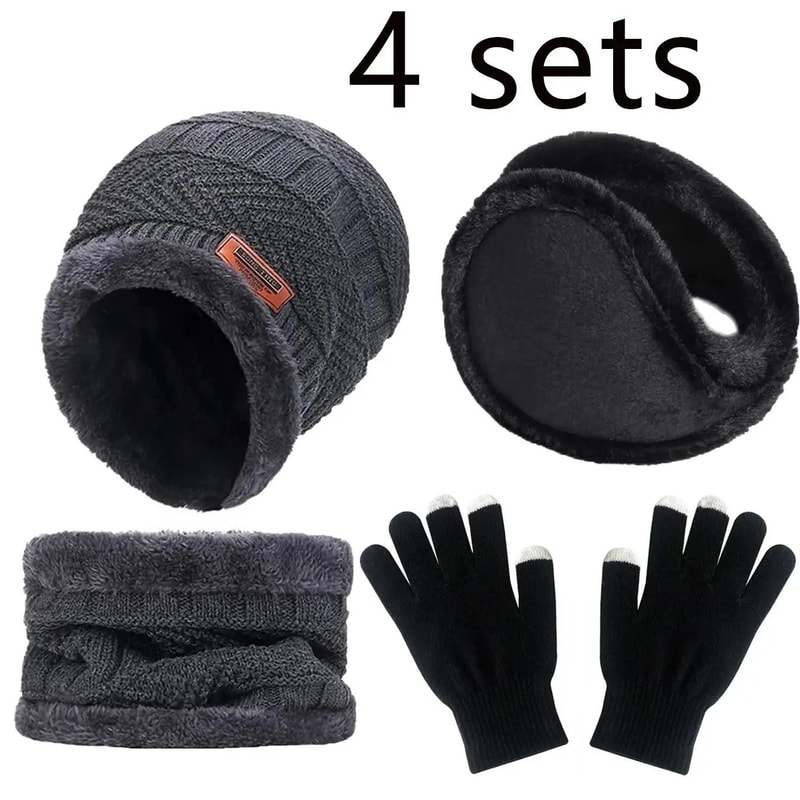 Winter Warm Velvet Hat Scarf And Gloves Set For Men And Women 6