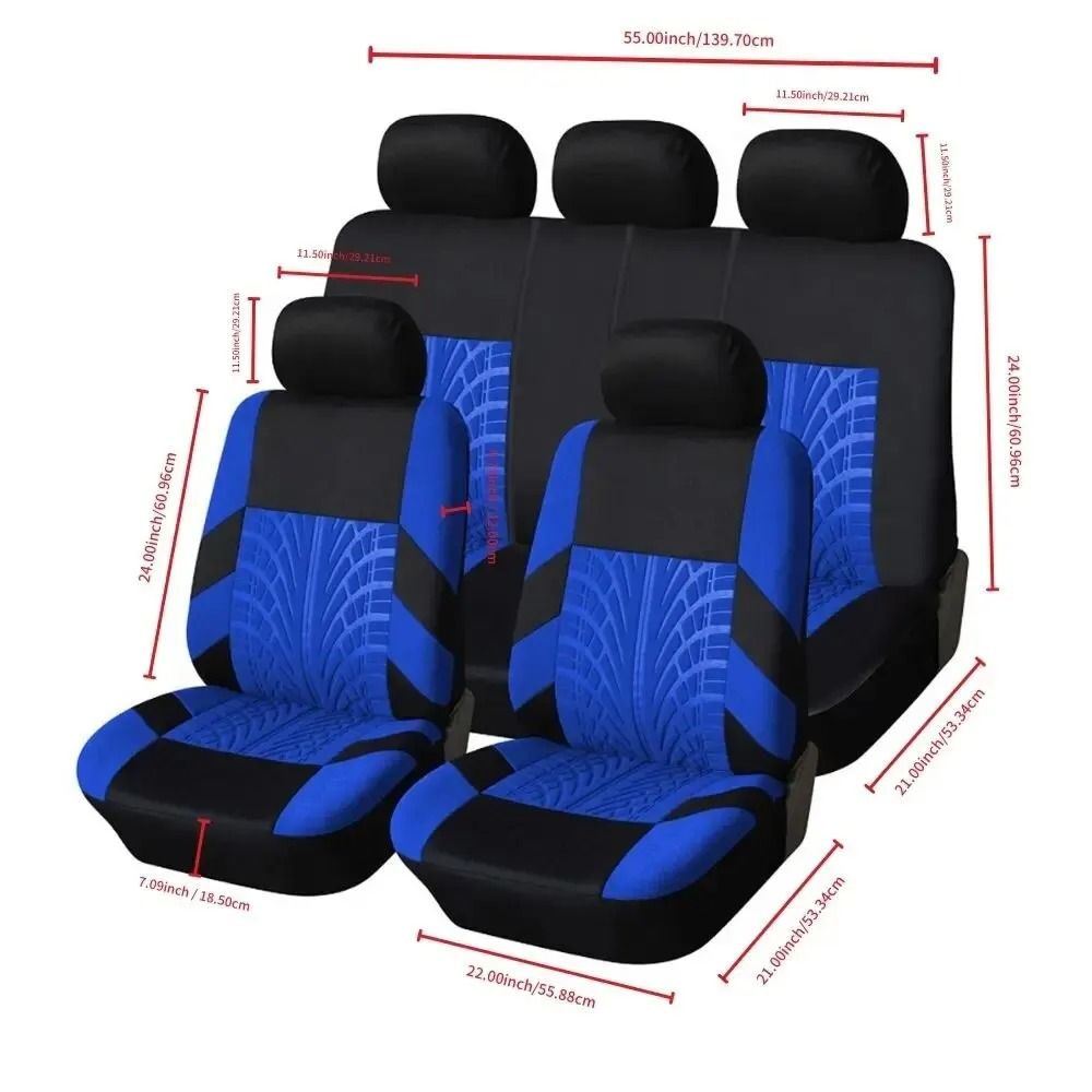 Car Seat Covers Full Set Front Split Rear Bench For Car Universal Cloth SUV Sedan Van 1