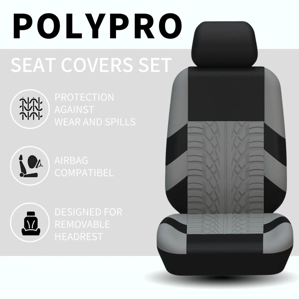 Car Seat Covers Full Set Front Split Rear Bench For Car Universal Cloth SUV Sedan Van 4