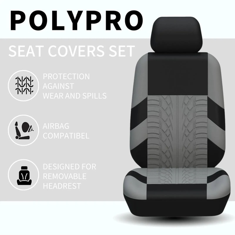 Car Seat Covers Full Set Front Split Rear Bench Universal Cloth SUV Sedan Van Interior Covers 4