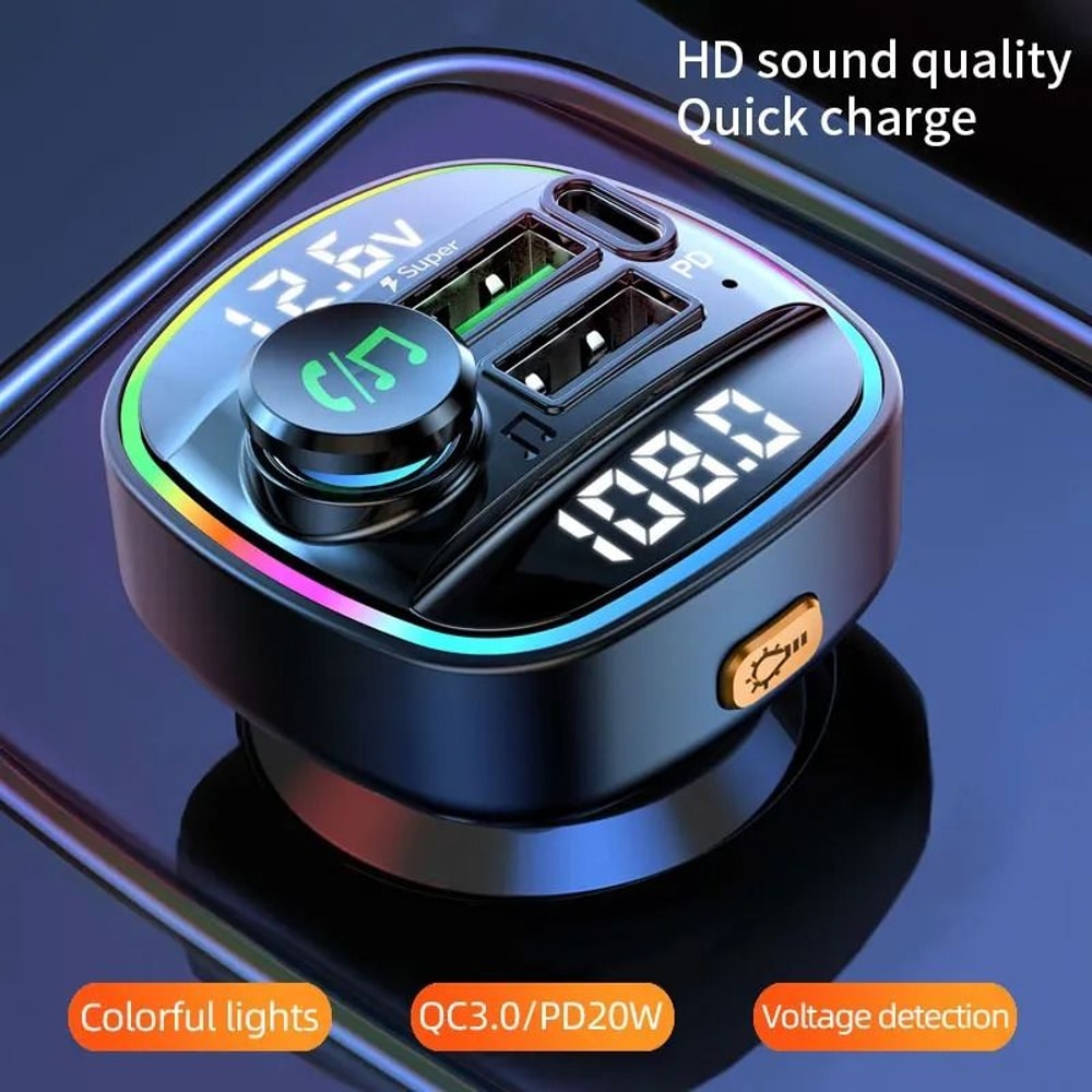 Bluetooth 50 FM Transmitter Handsfree Car Radio Modulator MP3 Player With 225W USB Super Quick Char 2