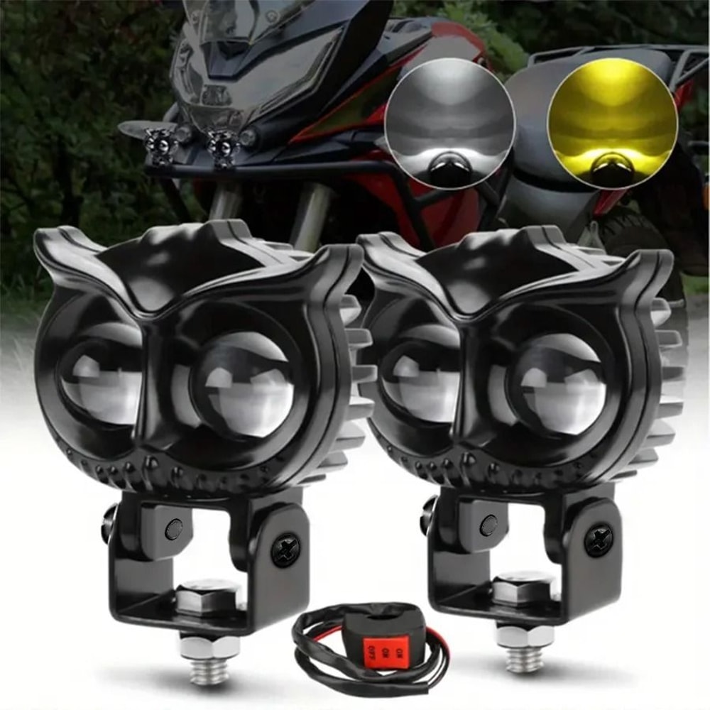 Dual Color LED Owl Spotlight Headlight For Car Motorcycle ATV 0
