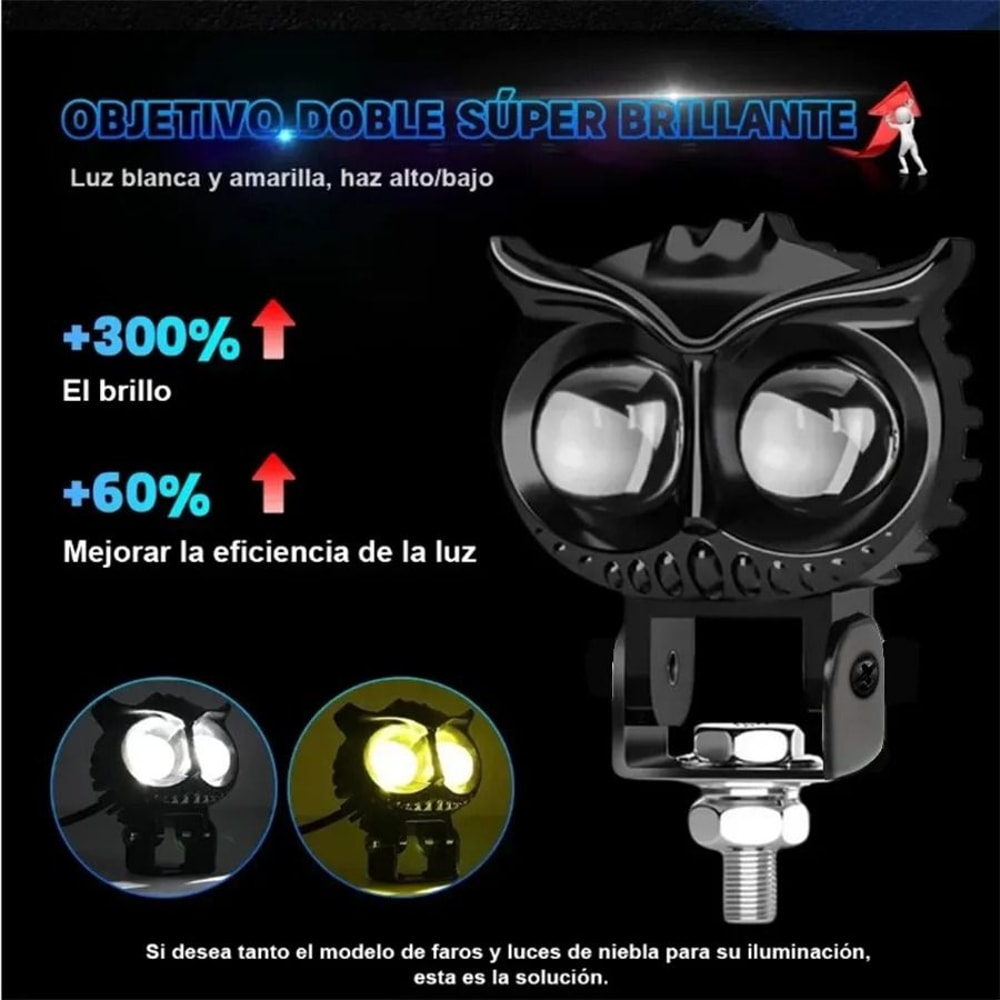 Dual Color LED Owl Spotlight Headlight For Car Motorcycle ATV 1