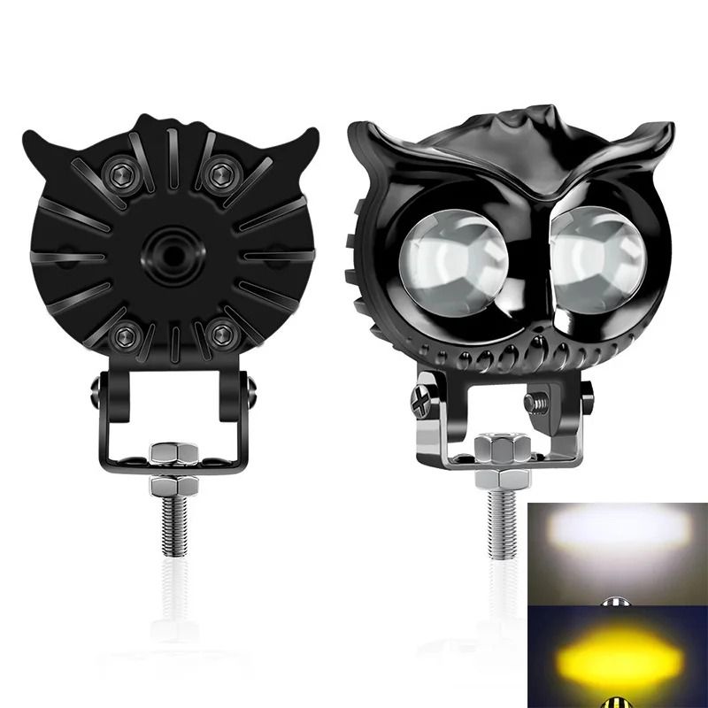Dual Color LED Owl Spotlight Headlight For Car Motorcycle ATV 3