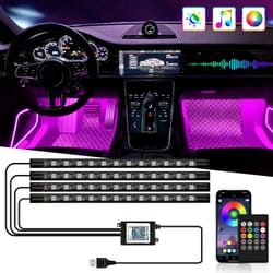 Neon 36 48 72 LED Car Interior Ambient Foot Light Wireless Remote Music APP Control RGB Decorative Lamp