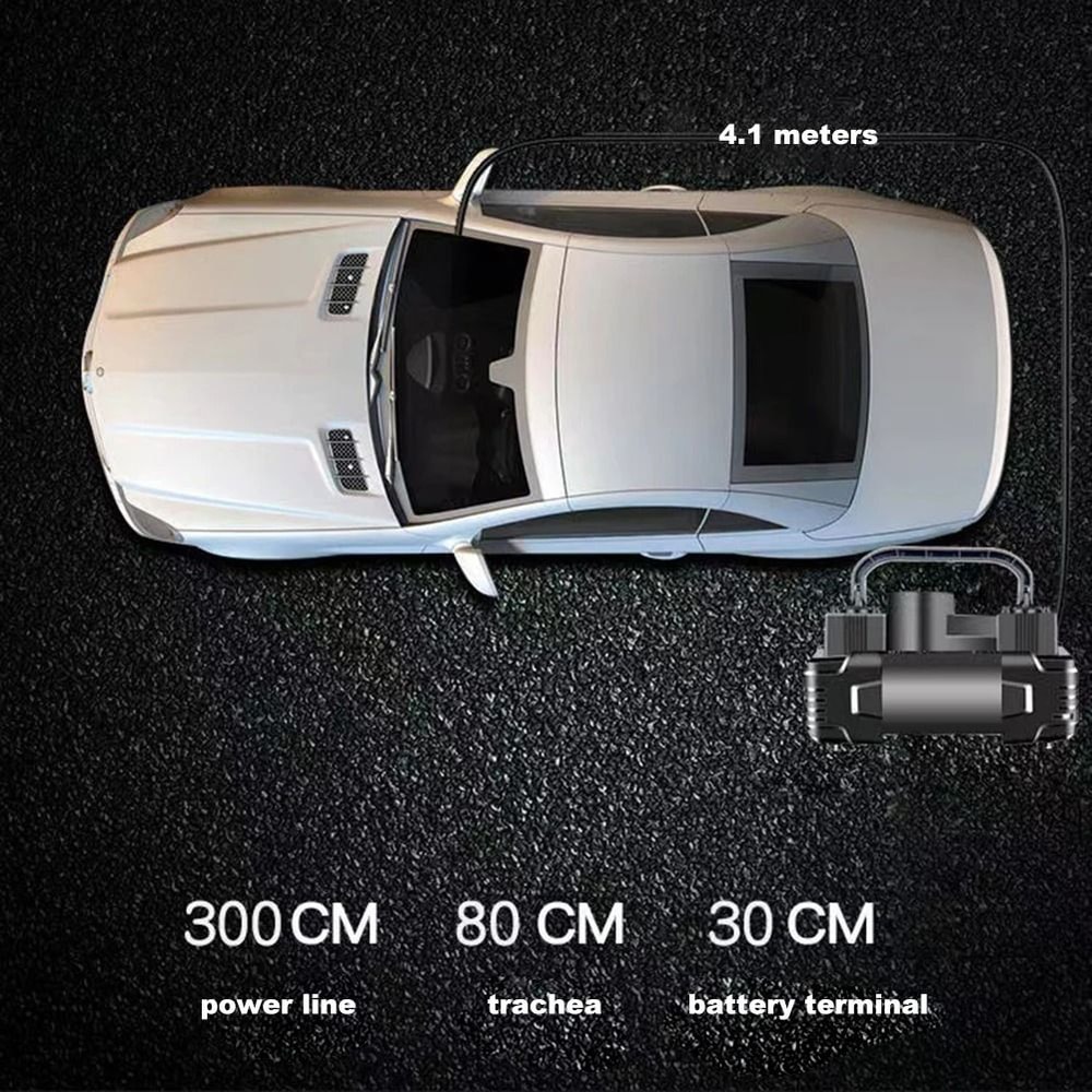 12V 150PSI Mini Air Compressor Dual Cylinder Heavy Duty Tire Inflator With LED Light 3