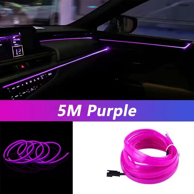 5M Car Interior LED Strip Light Neon Ambient USB Light 11