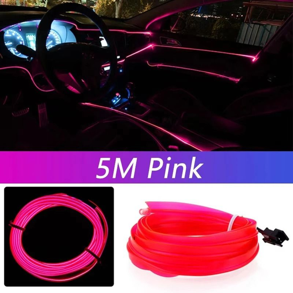 5M Car Interior LED Strip Light Neon Ambient USB Light 6