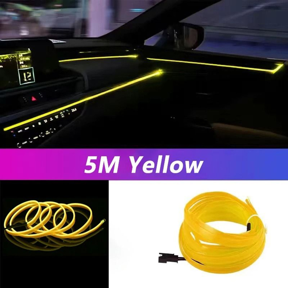 5M Car Interior LED Strip Light Neon Ambient USB Light 8