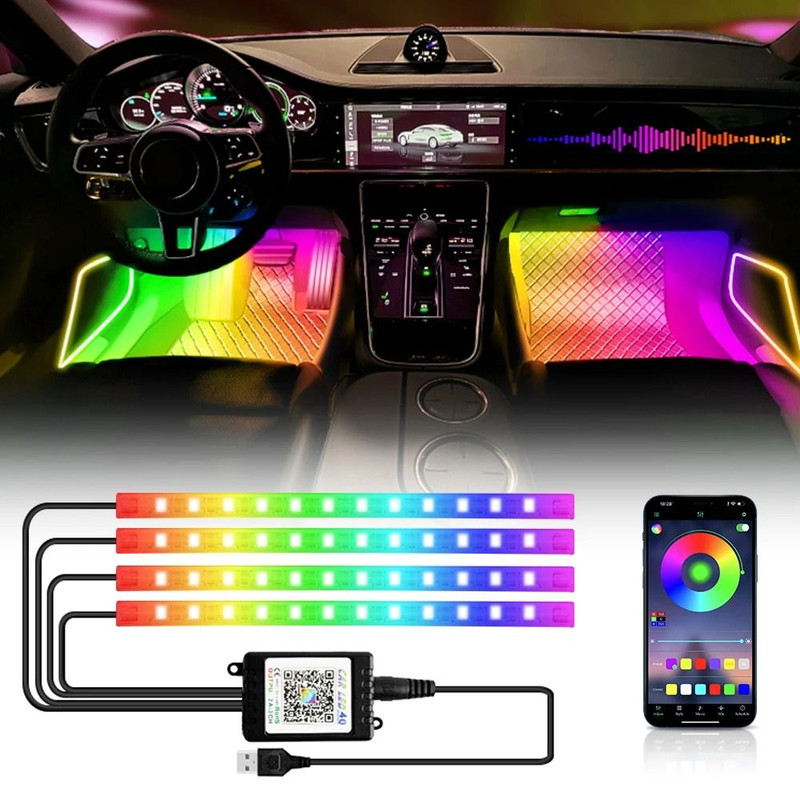 Neon LED Car Interior Ambient Foot Light USB RGB Light 0