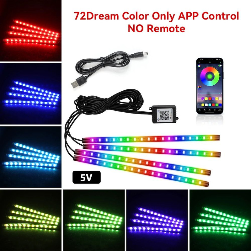 Neon LED Car Interior Ambient Foot Light USB RGB Light 19