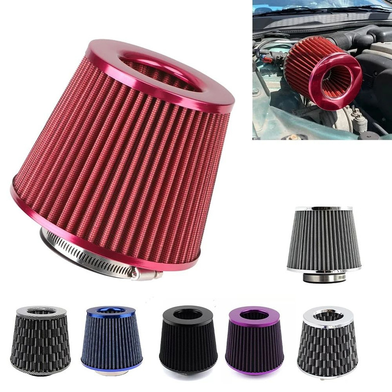 76mm 3 Inch Car Air Filter High Flow Intake Kit Mesh Cone Engine Protector 0