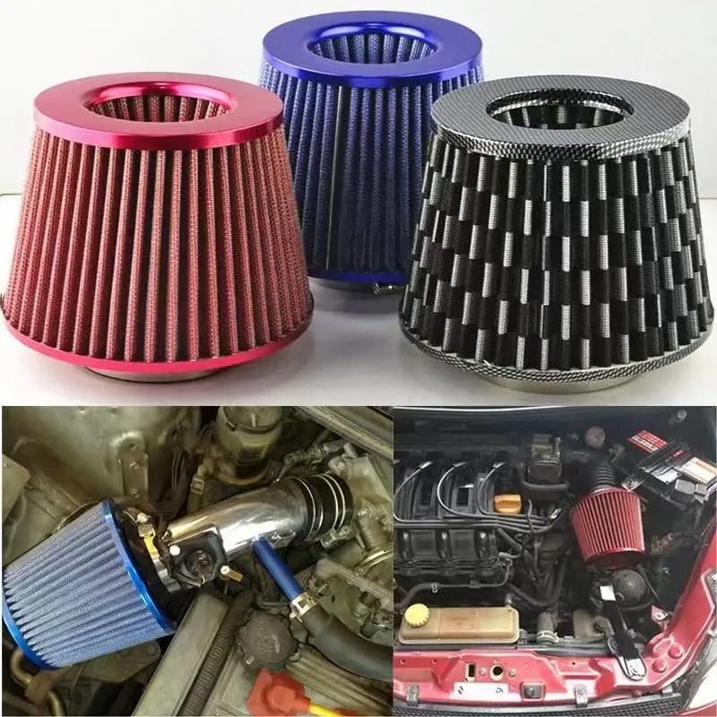 76mm 3 Inch Car Air Filter High Flow Intake Kit Mesh Cone Engine Protector 5