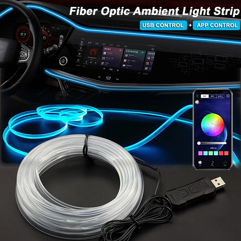 RGB Car Interior Ambient LED Light Strip With App Control 0