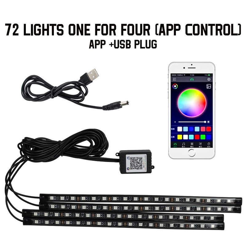 RGB Car Interior Ambient LED Light Strip 2345m 6