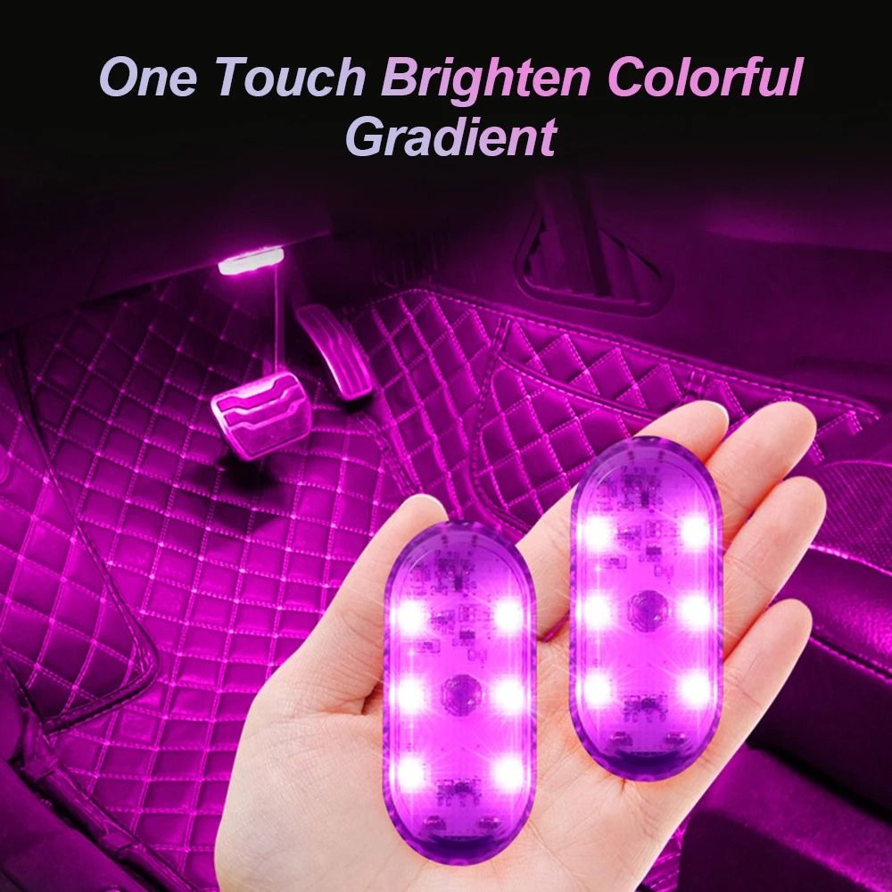 Multi Color Car Interior Wireless Touch LED Light USB Rechargeable 0
