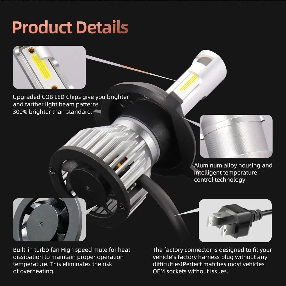 LED Headlight Bulbs 30000LM 6000K High Power Car Fog And Headlamp Set 1