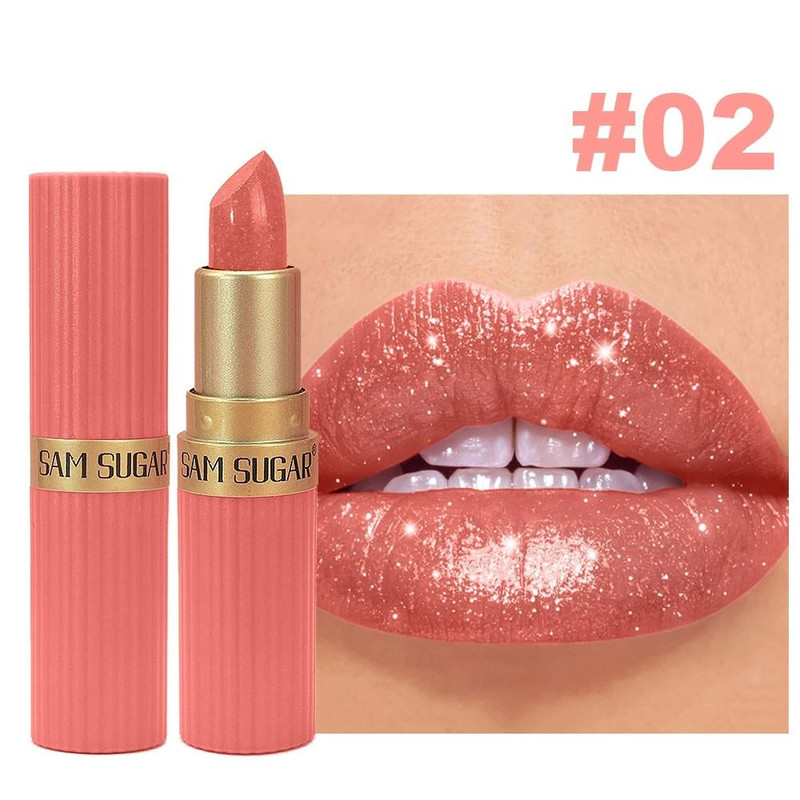 Long Lasting Matte Velvet Lipstick With Pearlescent Pink Glitter Shimmer Finish 8