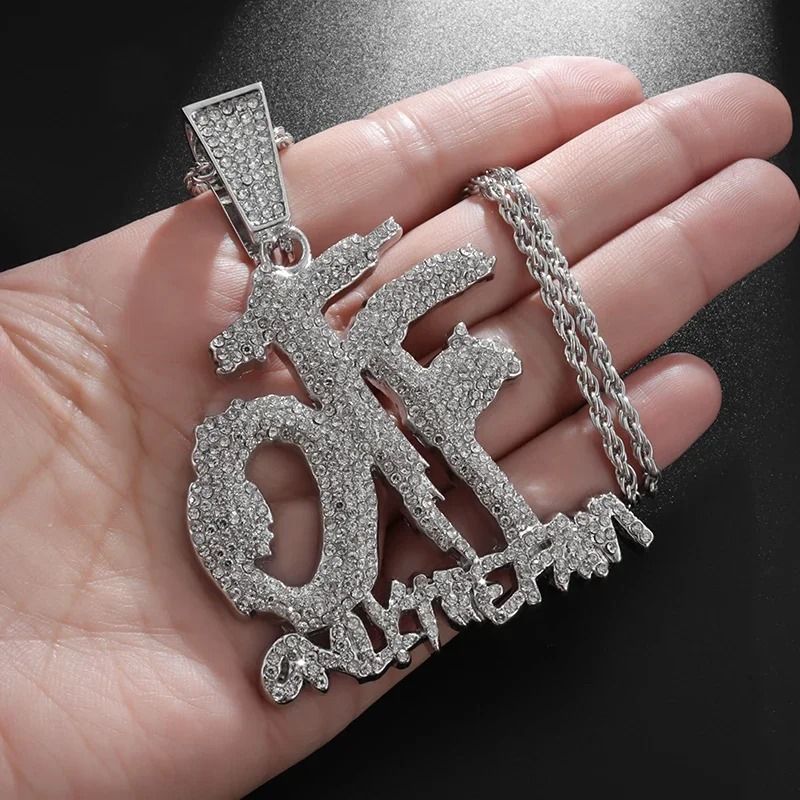 Luxurious Ice Crystal Zirconia OTF Pendant Necklace For Men And Women 0