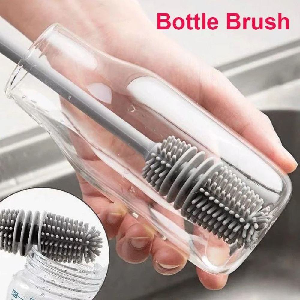 Silicone Bottle Brush Long Handle Cup Scrubber For Kitchen Cleaning 0
