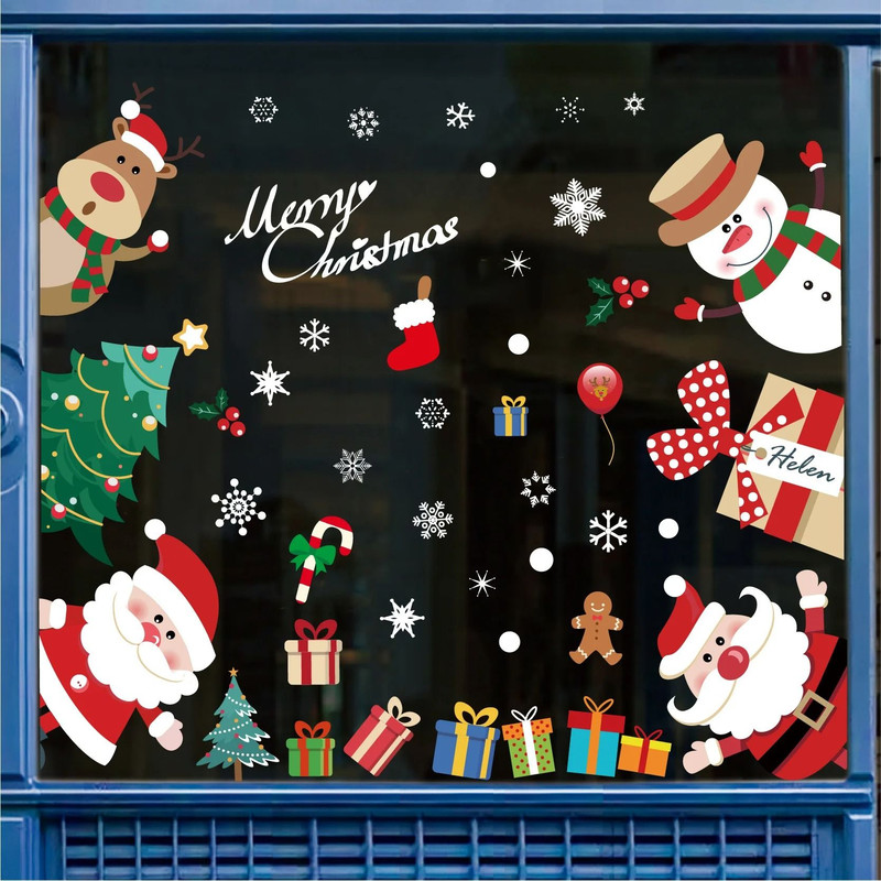 Christmas Snowflake Window Flowers PVC Electrostatic Stickers For Glass Reusable Winter Decoration 6