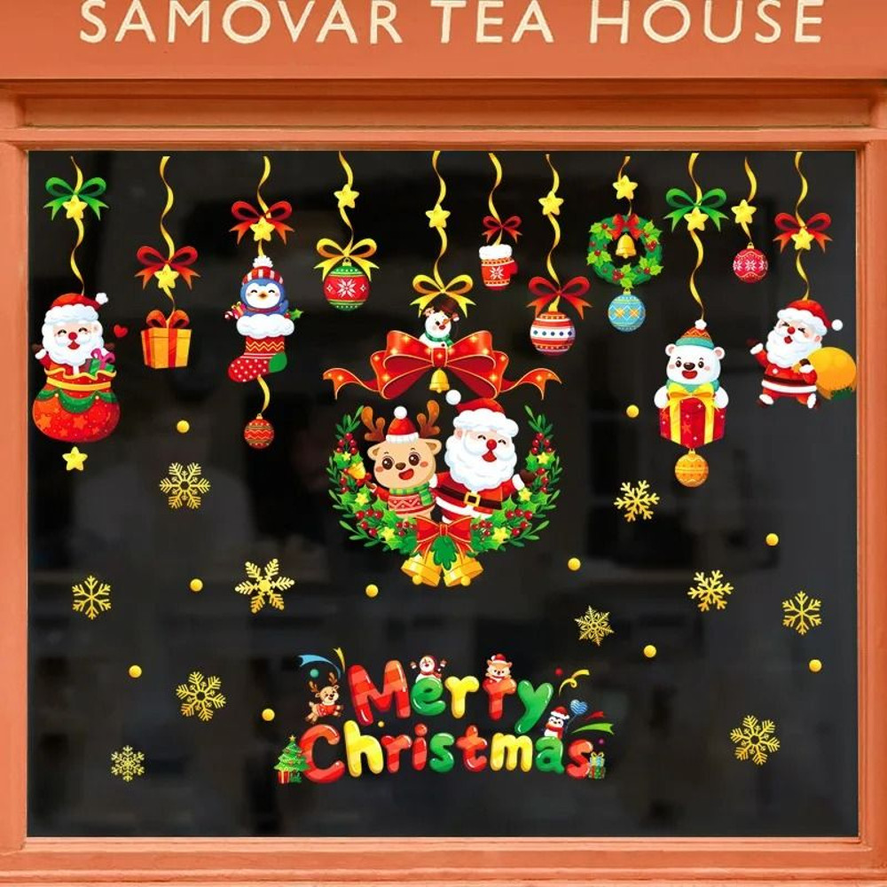 Christmas Snowflake Window Flowers PVC Electrostatic Stickers For Glass Reusable Winter Decoration 10