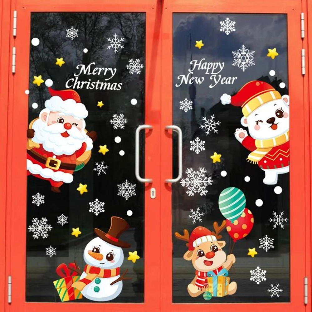 Christmas Snowflake Window Flowers PVC Electrostatic Stickers For Glass Reusable Winter Decoration 11