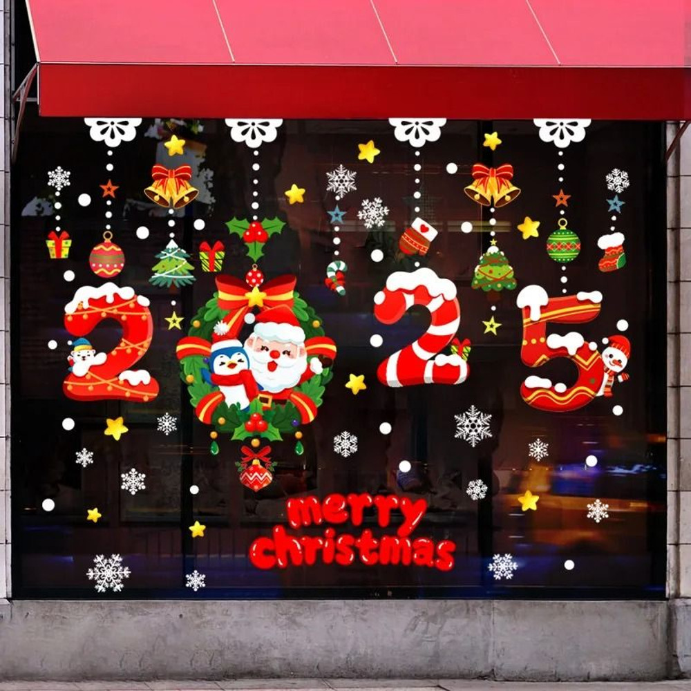 Christmas Snowflake Window Flowers PVC Electrostatic Stickers For Glass Reusable Winter Decoration 12