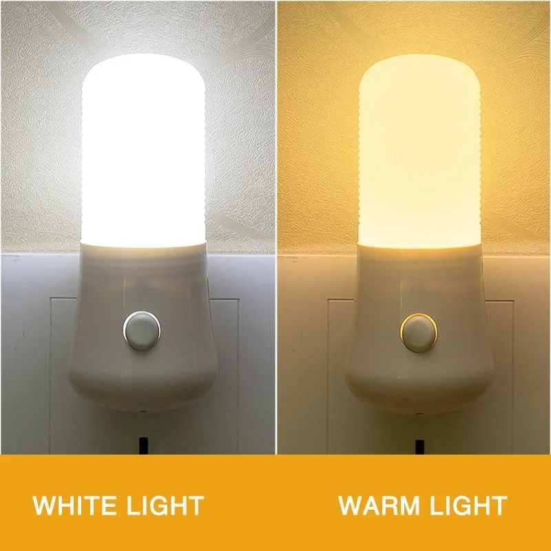 EU US Plug LED Night Light Plugin Socket With Push Button Switch For Bedroom Hallway Baby Room Deco 2