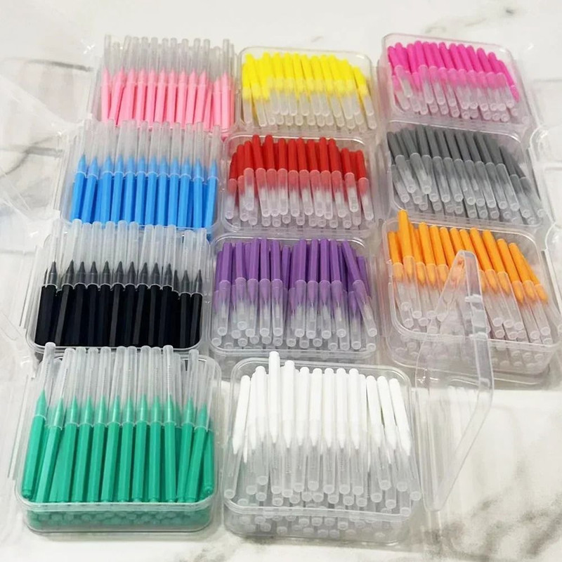 60 Pack Interdental Brushes Tooth Push Pull Oral Hygiene Tool For Food And Plaque Removal 0
