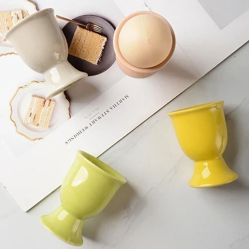 Ceramic Egg Cup Holders In Candy Colors For Stylish Kitchen Serving 4
