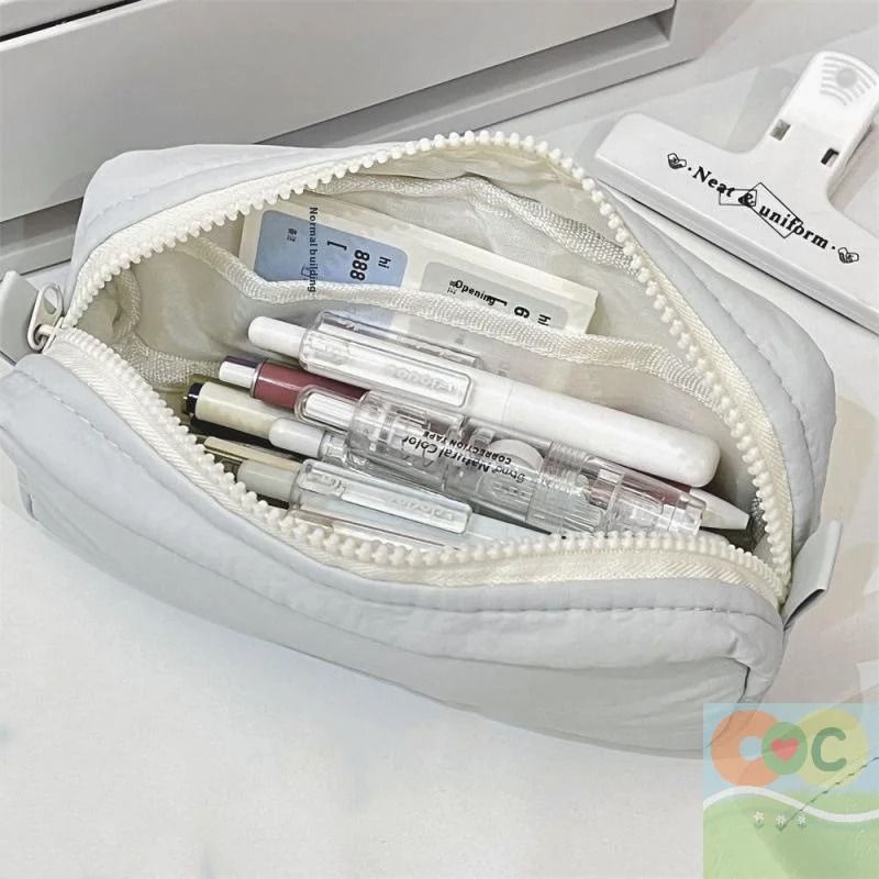 Simplicity Solid Color Pen Bag With Zipper For Large Capacity Stationery Organization 0