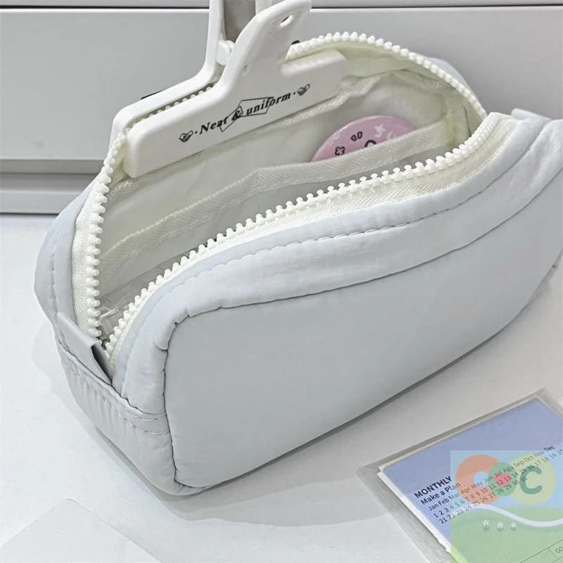 Simplicity Solid Color Pen Bag With Zipper For Large Capacity Stationery Organization 1