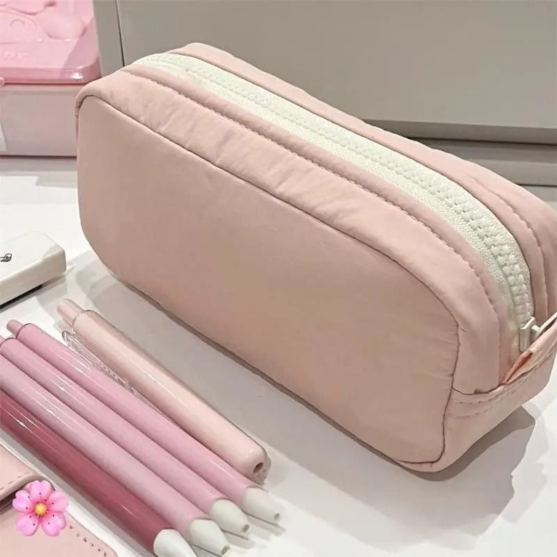 Simplicity Solid Color Pen Bag With Zipper For Large Capacity Stationery Organization 9