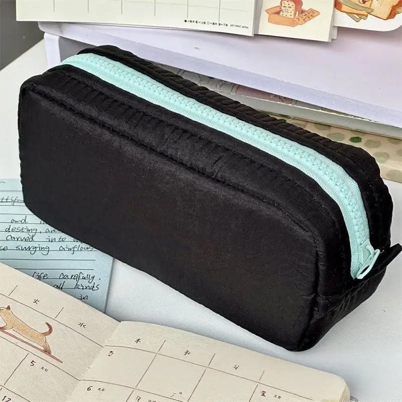 Simplicity Solid Color Pen Bag With Zipper For Large Capacity Stationery Organization 11