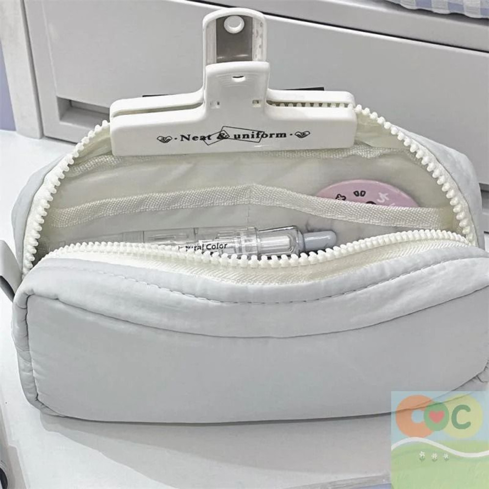 Simplicity Solid Color Pen Bag With Zipper For Large Capacity Stationery Organization 3